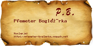 Pfemeter Boglárka névjegykártya